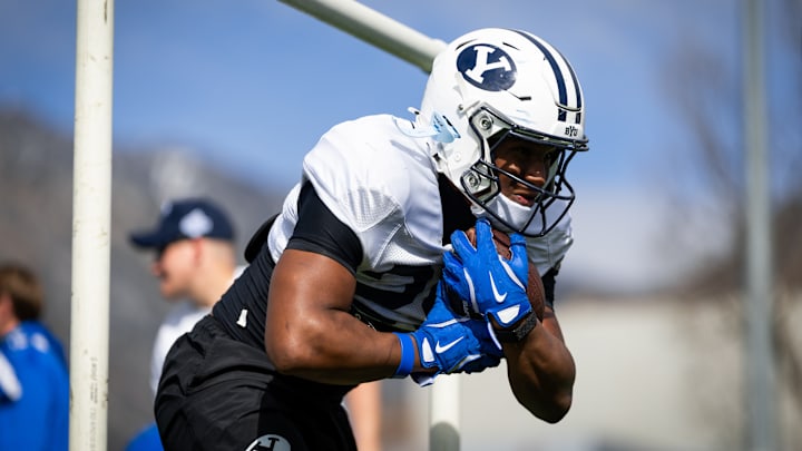 BYU running back DeVaughn Eka at spring practice BYU running back DeVaughn Eka at spring practice