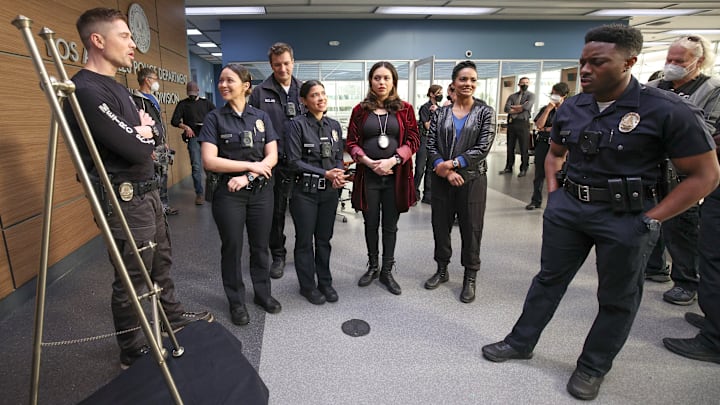 THE ROOKIE - ÒDouble TroubleÓ - When Dim goes missing, Officer Chen and Sergeant Bradford, along with the CIA, set out to find him and enlist the help of Juicy. (TUESDAY, MARCH 21 
8:00-9:00 p.m.), on ABC. (ABC/Raymond Liu)
ERIC WINTER, MELISSA O'NEIL, NATHAN FILLION, LISSETH CHAVEZ, ALYSSA DIAZ, MEKIA COX, TRU VALENTINO