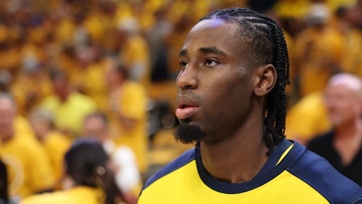 Indiana Pacers wing Aaron Nesmith (23) before Game 4 of the 2025 NBA Finals against the Oklahoma City Thunder.