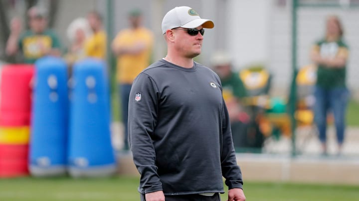 Green Bay Packers offensive coordinator Nathaniel Hackett during practice at Clarke Hinkle Field on Wednesday, May 29, 2019 in Ashwaubenon, Wis.

Gpg Packers Practice 052919 Abw194