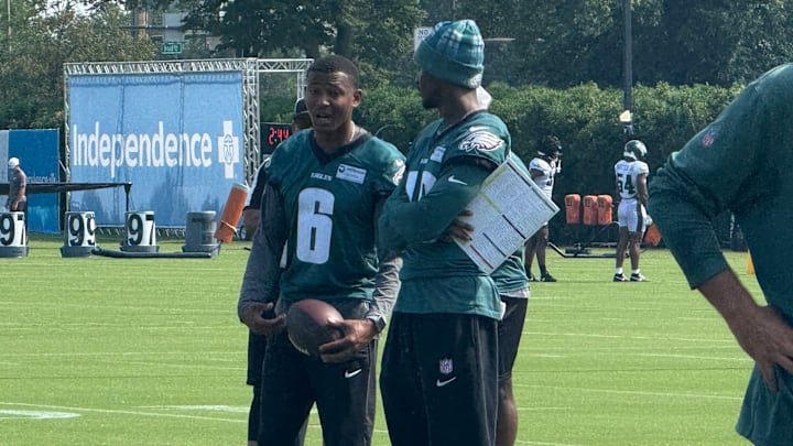 Receivers DeVonta Smith and Terrace Marshall did not practice on Thursday, Day 6 of Eagles training camp.