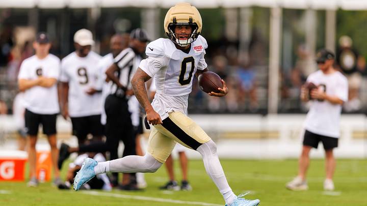 Aug 08, 2026; Metairie, LA, USA; New Orleans Saints wide receiver Jordyn Tyson (0) during training camp at Ochsner Sports Performance Center. Mandatory Credit: Stephen Lew-Imagn Images Aug 08, 2026; Metairie, LA, USA; New Orleans Saints wide receiver Jordyn Tyson (0) during training camp at Ochsner Sports Performance Center. Mandatory Credit: Stephen Lew-Imagn Images