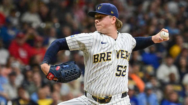 Sep 26, 2026; Milwaukee, Wisconsin, USA;  Milwaukee Brewers pitcher Kyle Harrison (52) throws a pitch in the fifth inning against the St. Louis Cardinals at American Family Field.  Mandatory Credit: Benny Sieu-Imagn Images