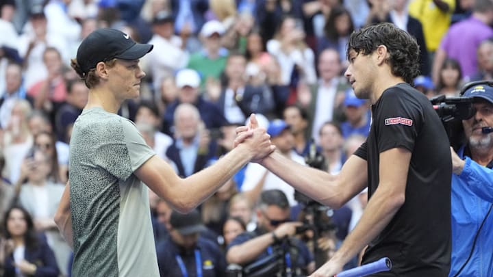Jannik Sinner defeated Taylor Fritz in the Group Stage of the ATP Finals in Turin, Italy. Jannik Sinner defeated Taylor Fritz in the Group Stage of the ATP Finals in Turin, Italy.