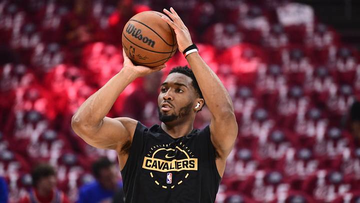 May 25, 2026; Cleveland, Ohio, USA; Cleveland Cavaliers guard Donovan Mitchell (45) warms up before game four of the eastern conference finals for the 2026 NBA playoffs against the New York Knicks at Rocket Arena. Mandatory Credit: Ken Blaze-Imagn Images May 25, 2026; Cleveland, Ohio, USA; Cleveland Cavaliers guard Donovan Mitchell (45) warms up before game four of the eastern conference finals for the 2026 NBA playoffs against the New York Knicks at Rocket Arena. Mandatory Credit: Ken Blaze-Imagn Images