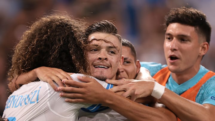 Matteo Guendouzi, Vitinha, Amine Harit et Leo Balerdi lors de la rencontre face au Panathinaikos