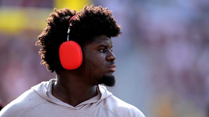 Oklahoma Sooners offensive lineman Ryan Fodje warms up before taking on Michigan. Oklahoma Sooners offensive lineman Ryan Fodje warms up before taking on Michigan.