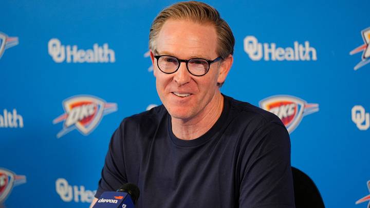 Sam Presti, Thunder General Manager, has his end-of-season media access, Monday, June 8, 2026. Sam Presti, Thunder General Manager, has his end-of-season media access, Monday, June 8, 2026.