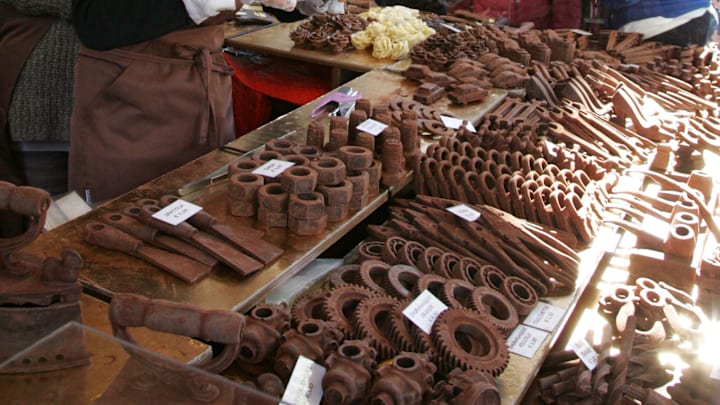 Peopl buys chocolate during the "Chocoland 2015", the...
