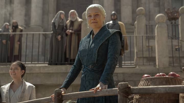 Sonoya Mizuno (Mysaria) and Emma D'Arcy (Rhaenyra Targaryen) in House of the Dragon season 3. Photograph by Ollie Upton/HBO. Sonoya Mizuno (Mysaria) and Emma D'Arcy (Rhaenyra Targaryen) in House of the Dragon season 3. Photograph by Ollie Upton/HBO.