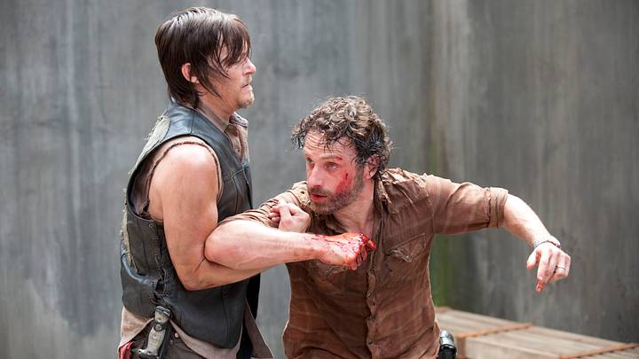 Daryl Dixon (Norman Reedus) and Rick Grimes (Andrew Lincoln) - The Walking Dead _ Season 4, Episode 3 - Photo Credit: Gene Page/AMC