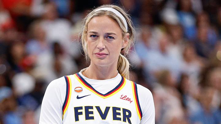 Indiana Fever guard Sophie Cunningham looks on. Indiana Fever guard Sophie Cunningham looks on.