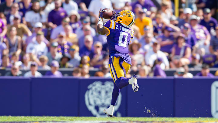 LSU's Zavion Thomas on a punt return against UCLA.