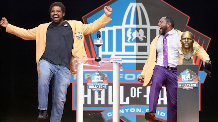 The Ravens selected two Hall of Famers in Jonathan Ogden (left) and Ray Lewis in the 1996 draft.