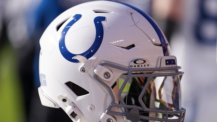 Nov 23, 2025; Kansas City, Missouri, USA; A general view of a Indianapolis Colts helmet against the Kansas City Chiefs during the game at GEHA Field at Arrowhead Stadium. Mandatory Credit: Denny Medley-Imagn Images Nov 23, 2025; Kansas City, Missouri, USA; A general view of a Indianapolis Colts helmet against the Kansas City Chiefs during the game at GEHA Field at Arrowhead Stadium. Mandatory Credit: Denny Medley-Imagn Images