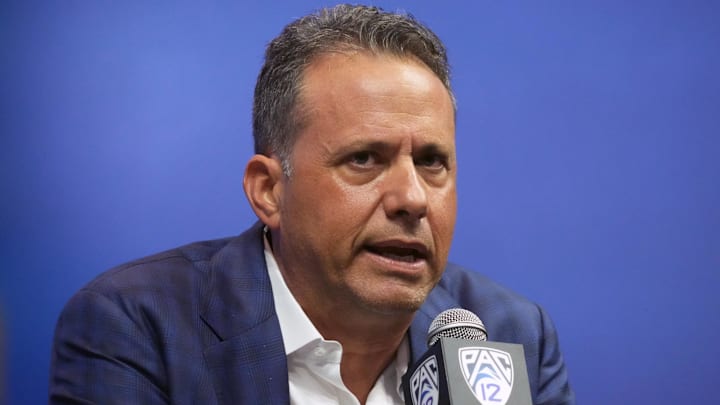 Jul 21, 2023; Las Vegas, NV, USA; Arizona Wildcats coach Jedd Fisch during Pac-12 Media Day at