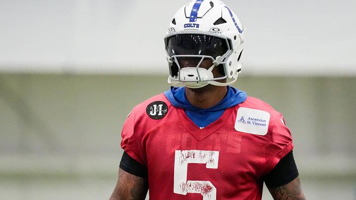Indianapolis Colts quarterback Anthony Richardson Sr. (5) walks on the field Wednesday, May 27, 2026, during practice at the Indiana Farm Bureau Football Center in Indianapolis. Indianapolis Colts quarterback Anthony Richardson Sr. (5) walks on the field Wednesday, May 27, 2026, during practice at the Indiana Farm Bureau Football Center in Indianapolis.