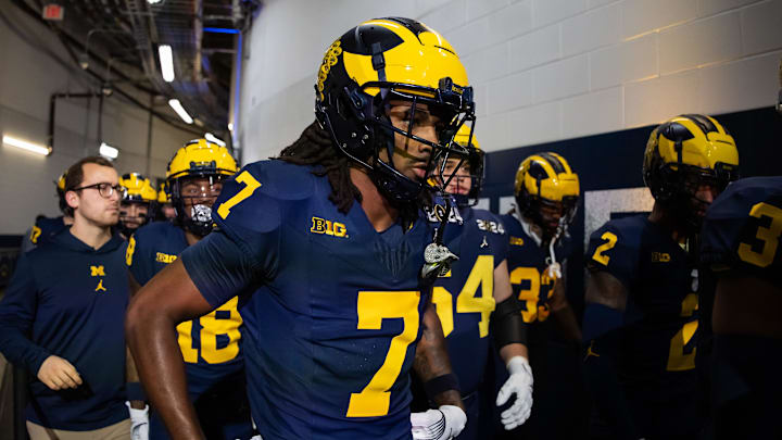 Jan 8, 2024; Houston, TX, USA; Michigan Wolverines defensive back Makari Paige (7) against the Washington Huskies during the 2024 College Football Playoff national championship game at NRG Stadium. Jan 8, 2024; Houston, TX, USA; Michigan Wolverines defensive back Makari Paige (7) against the Washington Huskies during the 2024 College Football Playoff national championship game at NRG Stadium.