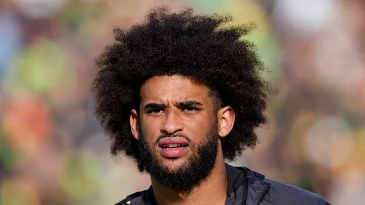 Oregon quarterback Dante Moore walks off as the Oregon Ducks host the UCLA Bruins on Oct. 10, 2026, at Autzen Stadium in Eugene, Oregon. Oregon quarterback Dante Moore walks off as the Oregon Ducks host the UCLA Bruins on Oct. 10, 2026, at Autzen Stadium in Eugene, Oregon.