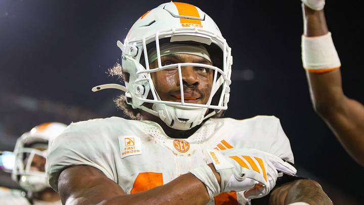 Sep 12, 2026; Atlanta, Georgia, USA; Tennessee Volunteers running back DeSean Bishop (18) celebrates after a touchdown run against the Georgia Tech Yellow Jackets in the fourth quarter at Bobby Dodd Stadium at Hyundai Field. Mandatory Credit: Brett Davis-Imagn Images Sep 12, 2026; Atlanta, Georgia, USA; Tennessee Volunteers running back DeSean Bishop (18) celebrates after a touchdown run against the Georgia Tech Yellow Jackets in the fourth quarter at Bobby Dodd Stadium at Hyundai Field. Mandatory Credit: Brett Davis-Imagn Images