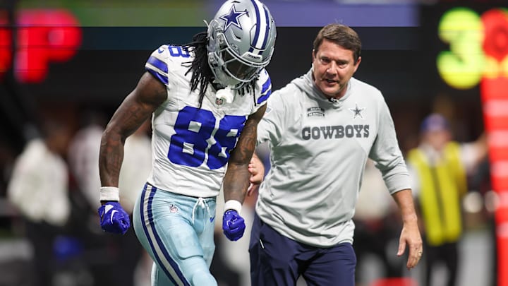 Dallas Cowboys wide receiver CeeDee Lamb leaves the game with an injury against the Atlanta Falcons.