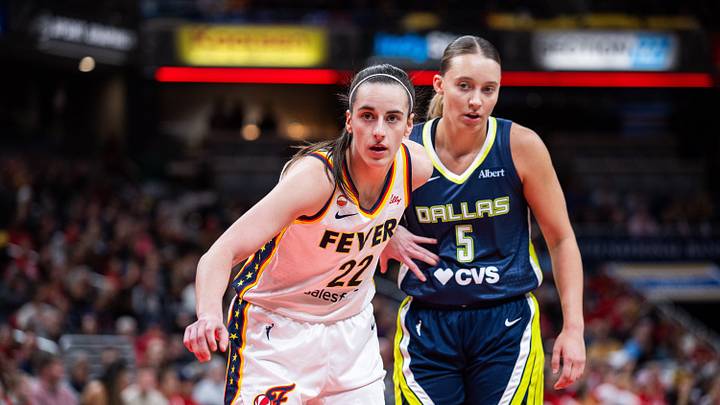 Indiana Fever guard Caitlin Clark (22) and Dallas Wings guard Paige Bueckers (5). Indiana Fever guard Caitlin Clark (22) and Dallas Wings guard Paige Bueckers (5).