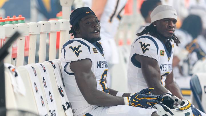 Sep 5, 2026; Morgantown, West Virginia, USA; West Virginia University safety Kamari Wilson (8) sits on the bench during the fourth quarter against the Coastal Carolina Chanticleers at Milan Puskar Stadium. Mandatory Credit: Ben Queen-Imagn Images Sep 5, 2026; Morgantown, West Virginia, USA; West Virginia University safety Kamari Wilson (8) sits on the bench during the fourth quarter against the Coastal Carolina Chanticleers at Milan Puskar Stadium. Mandatory Credit: Ben Queen-Imagn Images