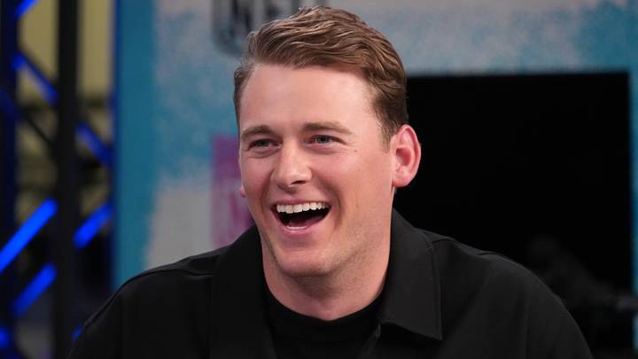 Feb 4, 2026; San Francisco, CA, USA; San Francisco 49ers quarterback Mac Jones on the NFL Network set at the Super Bowl LX media center at the Moscone Center. Mandatory Credit: Kirby Lee-Imagn Images Feb 4, 2026; San Francisco, CA, USA; San Francisco 49ers quarterback Mac Jones on the NFL Network set at the Super Bowl LX media center at the Moscone Center. Mandatory Credit: Kirby Lee-Imagn Images