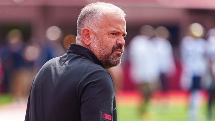 Matt Rhule walks onto the field before the 2025 Michigan-Nebraska game. Matt Rhule walks onto the field before the 2025 Michigan-Nebraska game.