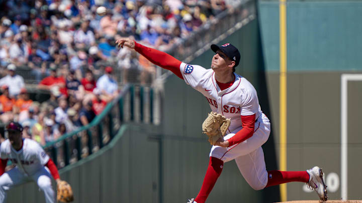 Mar 2, 2025; Fort Myers, Florida, USA; Boston Red Sox Walker Buehler (0) pitching during the first inning go their game with the New York Mets at JetBlue Park at Fenway South. Mandatory Credit: Chris Tilley-Imagn Images Mar 2, 2025; Fort Myers, Florida, USA; Boston Red Sox Walker Buehler (0) pitching during the first inning go their game with the New York Mets at JetBlue Park at Fenway South. Mandatory Credit: Chris Tilley-Imagn Images