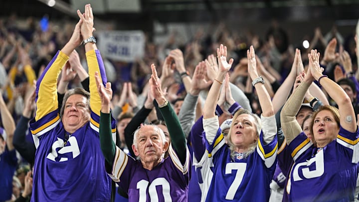 Minnesota Vikings fans react during the fourth quarter against the Green Bay Packers at U.S. Bank Stadium in Minneapolis on Dec. 29, 2024. Minnesota Vikings fans react during the fourth quarter against the Green Bay Packers at U.S. Bank Stadium in Minneapolis on Dec. 29, 2024.