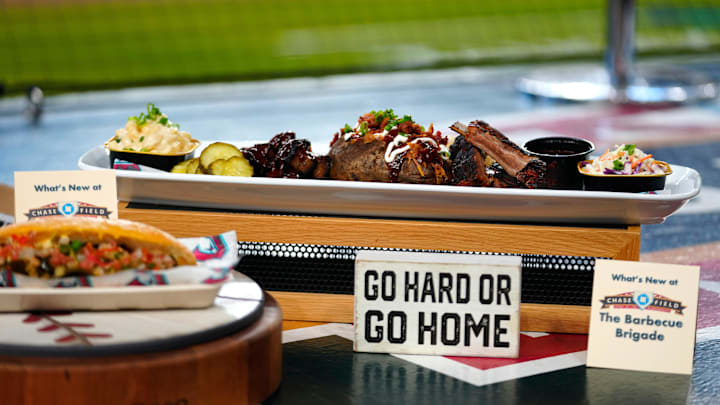 The barbecue brigade brings a bunch of different bbq favorites to a family meal during the Diamondbacks 2026 showcase at Chase Field in Phoenix, Ariz. on March 17, 2026.