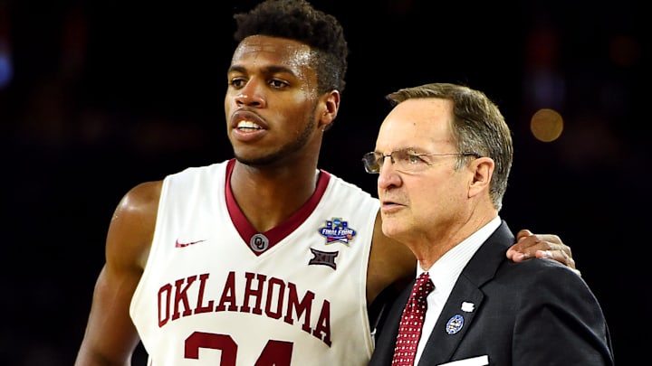 Oklahoma Sooners guard Buddy Hield (24) and head coach Lon Kruger during the second half against the Villanova Wildcats in the 2016 NCAA Men's Division I Championship semi-final game at NRG Stadium. Oklahoma Sooners guard Buddy Hield (24) and head coach Lon Kruger during the second half against the Villanova Wildcats in the 2016 NCAA Men's Division I Championship semi-final game at NRG Stadium.