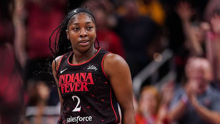 Indiana Fever guard Aari McDonald (2) looks at Indiana Fever guard Sophie Cunningham (8) after scoring three-points on Thursday, July 24, 2025, during the game at Gainbridge Fieldhouse in Indianapolis. Indiana Fever guard Aari McDonald (2) looks at Indiana Fever guard Sophie Cunningham (8) after scoring three-points on Thursday, July 24, 2025, during the game at Gainbridge Fieldhouse in Indianapolis.