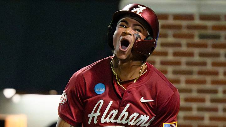 May 30, 2026; Tuscaloosa, AL, USA; Alabama batter Justin Lebron (1) celebrates his solo homer in the Tuscaloosa NCAA Regional winner’s bracket game between Alabama and USC Upstate in Sewell-Thomas Stadium. May 30, 2026; Tuscaloosa, AL, USA; Alabama batter Justin Lebron (1) celebrates his solo homer in the Tuscaloosa NCAA Regional winner’s bracket game between Alabama and USC Upstate in Sewell-Thomas Stadium.