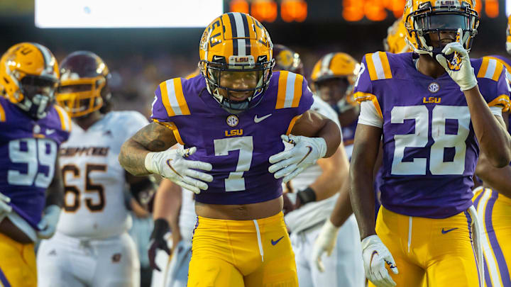 Derek Stingley Jr. celebrates after making a tackle as The LSU Tigers take on Central Michigan Chippewas in Tiger Stadium. Saturday, Sept. 18, 2021.
Lsu Vs Central Michigan V1 4108 Derek Stingley Jr. celebrates after making a tackle as The LSU Tigers take on Central Michigan Chippewas in Tiger Stadium. Saturday, Sept. 18, 2021.
Lsu Vs Central Michigan V1 4108