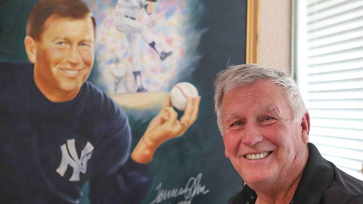 This file photo from June 6, 2019 shows former Major League Baseball pitcher Tommy John at his home in La Quinta, Calif.