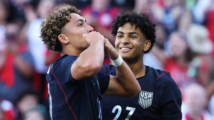 Julian Hall celebrates his goal against Peru in his international debut for the USMNT. Julian Hall celebrates his goal against Peru in his international debut for the USMNT.