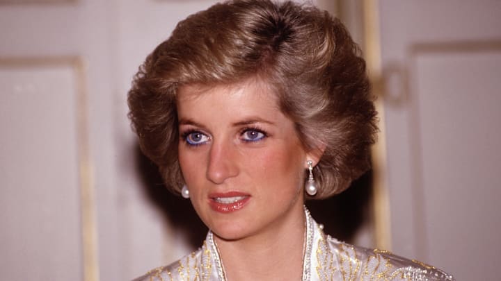 Diana Princess of Wales at a dinner given by President Mitterand at the Elysee Palace in Paris