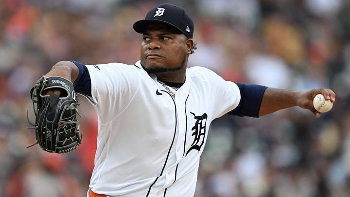 Detroit Tigers starting pitcher Framber Valdez (59)  throws a pitch at Comerica Park. Credit: Lon Horwedel-Imagn Images