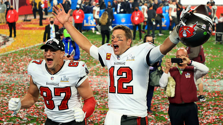 La leyenda Tom Brady cuando ganó el Super Bowl LV con los Tampa Bay Bucaneers