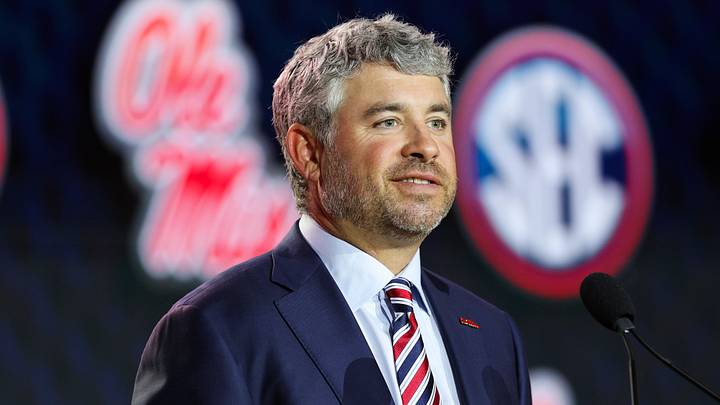 Ole Miss Rebels head coach Pete Golding speaks to the press during SEC Football Kickoff Media Day Ole Miss Rebels head coach Pete Golding speaks to the press during SEC Football Kickoff Media Day
