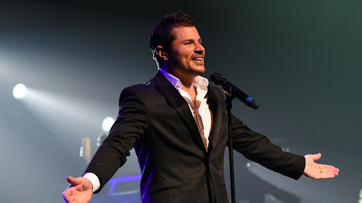 Dec 10, 2017; West Palm Beach, FL, USA; Nick Lachey of 98 Degrees performs at Kravis Center. Mandatory Credit: Ron Elkman/USA TODAY NETWORK