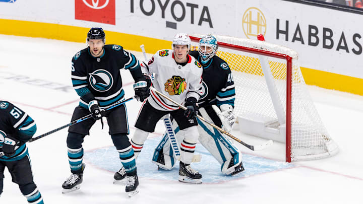 The Sharks and Blackhawks—the two teams with the best odds in this year's lottery—do battle. The Sharks and Blackhawks—the two teams with the best odds in this year's lottery—do battle.