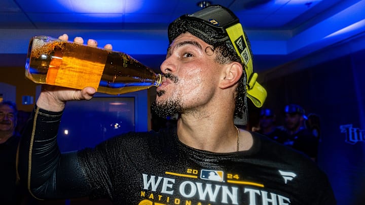 Milwaukee Brewers shortstop Willy Adames (27) celebrates the victory over the Philadelphia Phillies and winning the NL Central Division championship on Wednesday September 18, 2024 at American Family Field in Milwaukee, Wis. Milwaukee Brewers shortstop Willy Adames (27) celebrates the victory over the Philadelphia Phillies and winning the NL Central Division championship on Wednesday September 18, 2024 at American Family Field in Milwaukee, Wis.