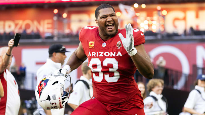 Arizona Cardinals defensive end Calais Campbell (93) against the Los Angeles Rams at State Farm Stadium. Arizona Cardinals defensive end Calais Campbell (93) against the Los Angeles Rams at State Farm Stadium.