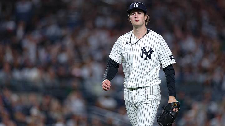 Apr 17, 2026; Bronx, New York, USA; New York Yankees pitcher Cam Schlittler (31) walks off the field after being relieved during the seventh inning against the Kansas City Royals at Yankee Stadium. Mandatory Credit: Vincent Carchietta-Imagn Images Apr 17, 2026; Bronx, New York, USA; New York Yankees pitcher Cam Schlittler (31) walks off the field after being relieved during the seventh inning against the Kansas City Royals at Yankee Stadium. Mandatory Credit: Vincent Carchietta-Imagn Images