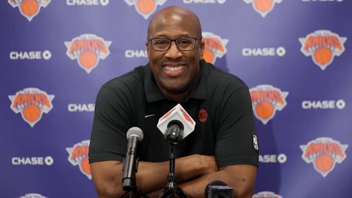 Sep 23, 2025; New York, NY, USA; New York Knicks head coach Mike Brown speaks to the media during a media day press conference at the Madison Square Garden training center. Mandatory Credit: Brad Penner-Imagn Images Sep 23, 2025; New York, NY, USA; New York Knicks head coach Mike Brown speaks to the media during a media day press conference at the Madison Square Garden training center. Mandatory Credit: Brad Penner-Imagn Images