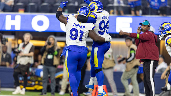 Cleveland Browns v Los Angeles Rams, Kobie Turner, Aaron Donald