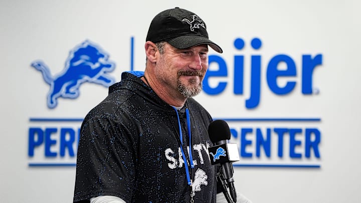Detroit Lions head coach Dan Campbell speaks at Meijer Performance Center in Allen Park on Friday, Jan.3, 2025.